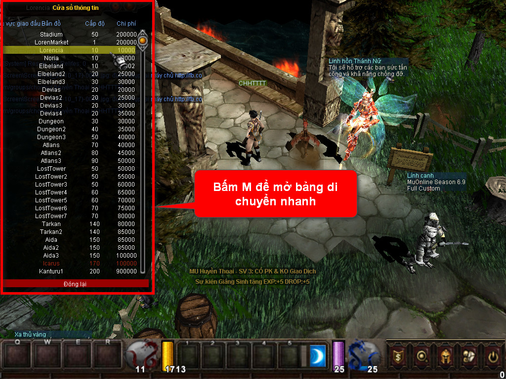 Chức năng chính của Game MU Thái Tử